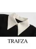 Basic Casual Dresses TRAFZA Fashion Elegant Black Short For Women Vintage Dress Autumn Woman Long Sleeve Mini 230912