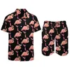 Men's Tracksuits Flamingo Beachwear Men Sets Casual Shirt Set Summer Graphic Shorts 2 Piece Novelty Suit Plus Size 2XL 3XL