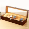 Titta på rutor Fall Embers Luxury Box 6 Watches Piano Paint Ebony Wood Wristwatch Collection Storage Display Case 230911