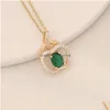 Kolye Kolyeler Lüks Emerald Cross Heart Kolye Kolye Hediye Damla Teslimat için El Yapımı Takı DHSGF