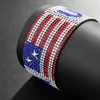 Popular Americano Nacional EUA Bandeira Dia Brilhante Joias de Cristal Boate Cantor Hot Fix Strass Mens Pulseira Hip Hop Bangle Mulheres Cuff Pulseira Bandeiras da União do Reino Unido