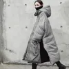 Trenchs de femmes manteaux d'hiver veste femme femme manteau à capuche à manches longues ourlet fendu gris vestes pour femmes mode vêtements décontractés surdimensionné
