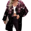 Kvinnors västar 2023 Autumn Fashion Casual Trend Temperament Printing Medium Long Bubble Sleeve Pendlare Löst Cardigan Sticked Coat