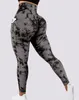 Pantaloni da donna a due pezzi pantaloni da donna tinta autunno tintura tampone taschetto di sollevamento del sedere tasca casual pantaloni da yoga lunghi lunghi 230912