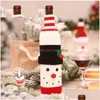 Juldekorationer dekoration Santa Claus Wine Bottle er Gift Sack Hold Bag Snowman Xmas Decor Home DH0 Drop Delivery Garden Festiv DHK1R