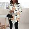 Blusas femininas moda halloween impressão manga longa lapela tipo camisa para mulheres vintage streetwear botão up topos coreano solto casual outwear