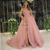 Magnificent2021 Dusty Pink Elegant Evening Formal With Dubai Formal Gowns Party Prom Dress Arabic Middle East One Shoulder High Split Organza Gown HKD230912