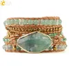 Bangle CSJA natuursteen armbanden groen fluoriet kristal Aventurijn kraal lederen wikkelarmband meerlaagse Boho sieraden Pulseira G118 230911