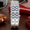 Zegarek na rękę sdotter moda czarna pełna metalowa cyfrowa lawa zegarek na nadgarstku Men Red/Blue LED Display Watches Watches Prezenty dla męskiego sport