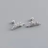 Stud Earrings 925 Sterling Silver Romantic Butterfly Shape Inlaid Zircon For Women Wedding Jewelry