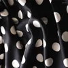 Spódnice Kobiety spódnica 92% Mulberry Silk 8% Spandex Satin Satin Black Dots Printed Fishtail Midi Pencil Long 8264