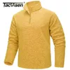 Men's Sweaters TACVASEN 1 4 Zipper Collar Spring Fleece Mens Warm Sweatshirts Breathable Casual Sports Hiking Turtleneck Pullover Tops 230912