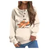 Kvinnors hoodies Autumn Women Sweatshirts Fashion Ladies Halloween Cute Print Loose Blus Topps Kvinna O Neck Button Lång ärm