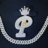 Joias de luxo personalizadas 2 em 925 prata esterlina gelada vvs1 moissanite diamante letra inicial k p nome pingente colar masculino