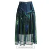 Skirts 2023 Summer Splice Colorful Mesh Half Feminine Denim High Waist Slim Versatile Skirt
