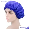 Hair Accessories Woman Natural Satin Bonnet Cap Lightweight Breathable Help Slee Adt Night Protection Hairs Adjustable Caps Drop Del Dhdsh
