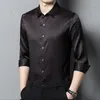 Мужские классические рубашки Novmoop, рубашка из натурального шелка и спандекса с длинным рукавом, всесезонная, итальянская шикарная стильная одежда для вечеринок, умный подарок LT3597