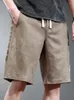 Männer Shorts Sommer Khaki Casual Männer Mode Brief Drucken Lose Elastische Taille Kordelzug Kurze Hosen