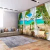 Personalizado 3d po papel de parede varanda areia praia mar vista 3d sala estar sofá quarto tv fundo mural papel de parede decoração casa 272s