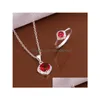 Earrings Necklace High Grade 925 Sterling Sier Piece Inlaid Ruby Jewelry Sets Dfmss547 Brand New Factory Direct Sale Wedding Necklac Dhfby