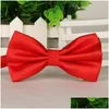 Bow Ties Solid Color Fashion Groom Men Plaid Marriage Butterfly Business Suit Tie Drop Delivery Accessories Dhw01