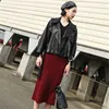 Frauen Leder 2023 Frühling Revers Lose Motorrad Jacke Kurze Mantel PU Hohe Taille Schlank Koreanischen Stil Schwarz Frauen Kühlen