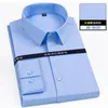 Herrklänningskjortor 2023 Stretch Anti-Wrinkle Long Sleeve For Men Slim Fit Social Business Blus White Shirt S-7XL