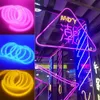 LED -remsor 360 Round LED Neon Sign Light Strip AC110V 220V Lexible Rope Lights 120LED/M 2835 DIMMABLE IP65 Vattentät semesterhemdekoration 50m 100m HKD230912