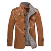 Casaco masculino de pele sintética outono / inverno gola com lã e veludo grosso jaqueta térmica camisa de couro à prova d'água tamanho grande 230911