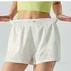 LU-DS258 Mulheres Yoga Outfits Ajustável Cintura Alta Exercício Fitness Shorts Cheerleaders Calças Curtas Meninas Correndo Elástico Prevenir