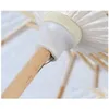 Umbrellas Fans Parasols Wedding Bride White Paper Umbrella Wooden Handle Japanese Chinese Craft 60Cm Diameter Drop Delivery Home Gar Otgsl