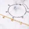 Anklets Fashion Cubic Zirconia Women's Anklet Elegant dubbelkedja Fade-Free Titanium Steel Foot Accessory Gold Silver Smycken Z655