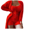 Women's Tracksuits Winter Fur 3 Piece Vest Coat Shorts Three-piece Suit Femme Sweatsuit Tops Women Set Top And High Waist Pants Home Service