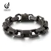 Bracelet Fongten Vintage Bracelet de perles carrées pour hommes en acier inoxydable noir Viking Punk Charms Bracelets lourds bijoux de mode en gros 230911