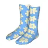 Chaussettes pour hommes Hommes Sport Pastel Bleu Fleur Imprimer Coton Harajuku Coloré Floral Femmes Chaussette