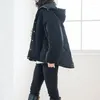 Women's Trench Coats Wakuta 2023 Jaqueta Feminina Puffer Jacket日本のフード付き首輪長袖アーガイルパッチワークシングルブレストパーカー