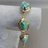 Bangle 9 '' Freeform Blue Howlite 24 K Yellow Gold Color Plated Armband 230911