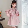 Jackets New Autumn Girls Trench Coat Style Fashion Children's Outerwear Long Jacket For Girls 4-12 Years Kids Clothes R230912