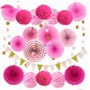 Andra festliga festförsörjningar 21 datorer papper fans Garland pom poms blommor jul halloween dekoration baby shower födelsedag hem dekor dh3wu