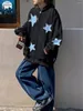 Kvinnors hoodies kvinnor grafisk stjärna tryckt hoodiey2k grunge överdimensionerad långärmad zip upp tröja 90 -talet e tjej hooded jacka streetwear