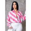 Chemisiers pour femmes CINESSD mode col Polo Cardigan simple boutonnage chemise manches haut 2023 décontracté rayé coupe ajustée ample