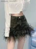 Skirts Skirts DEAT Fashion Women's Denim Skirt High Waist Streetwear Black Patchwork Feather A-line Spring 2023 Trendy 17A5616 230225 L230912