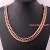 Jóias masculinas pesado 316l aço inoxidável rosa ouro curb cubana link chain masculino colar pulseira presente de natal 7-40 13mm cha353t