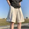 Pantaloncini da uomo stile giapponese kaki pantaloni di seta di ghiaccio tuta oversize casual allentato high street sport pantaloni a sei punti abiti maschili