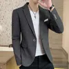 Ternos masculinos de alta qualidade moda terno de negócios coreano fino topo bonito casual xadrez tendência inteligente quatro estações blazers poliéster