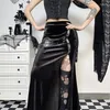 Skirts Dark Wind Sexy Slim Hundred Long High-waisted Velvet Cock-eye Webbing Split Half-body Skirt 2023