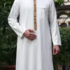 Etniska kläder Jubba Thobe Ramadan Eid Muslim Fashion Men Mellanöster Arabian Kaftan Lone Sleeve Button Top Casual Man Robe