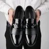 Sapatos de vestido de luxo preto couro homens sapatos para casamento formal oxfords plus size 38-48 negócios casual escritório trabalho sapatos deslizamento em sapatos de vestido 230912