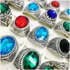 Band Rings New 30 Pieces/Lot Mix Style Crystal Band Ring Antique Sier Acrylic Jewelry Fit Womens Men Gifts Drop Delivery Dhfro