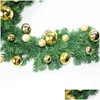 Décorations de Noël 2.7M 9Ft Couronnes vertes artificielles Guirlande Couronne de cheminée pour l'année de Noël Arbre Décoration de fête Drop Deli OT8RT